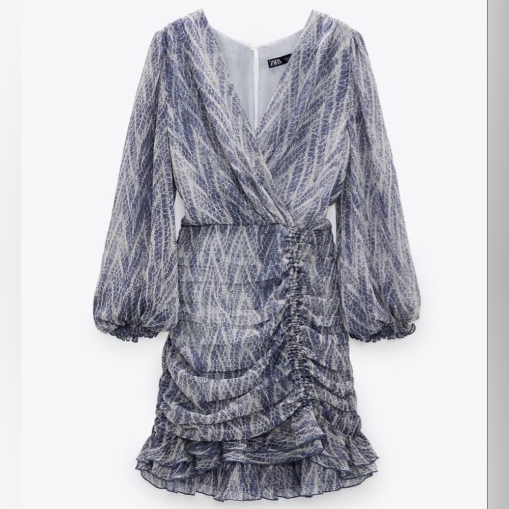 NWT ZARA ANIMAL PRINT DRAPED DRESS SIZE XS 8007/211/038